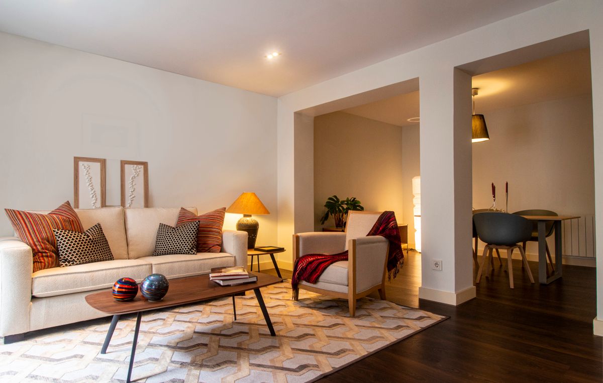 Cozy living room with warm wall lighting