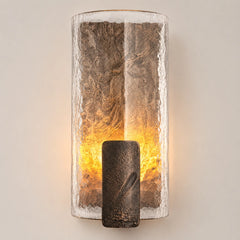 The Remy copper wall sconce with smoky brown glass shade