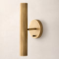 The Aurum brass copper tube wall sconce, front view