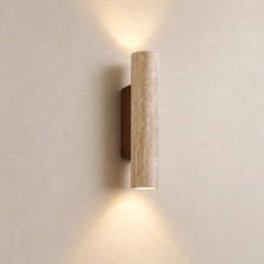 The Strata stone cylinder wall sconce side view