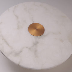 The Alba | Natural Alabaster Disc Wall Light | Brushed Brass Finish