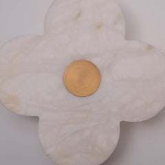 The Petalo | Alabaster Clover Wall Sconce | Brushed Brass Finish